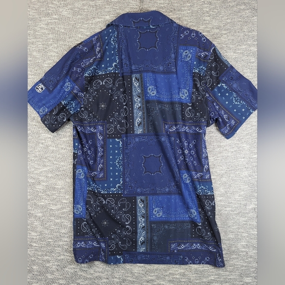 G/Fore G Fore Polo Shirt Mens XL Blue Paisley AOP Print Performance Stretch - Picture 2 of 8